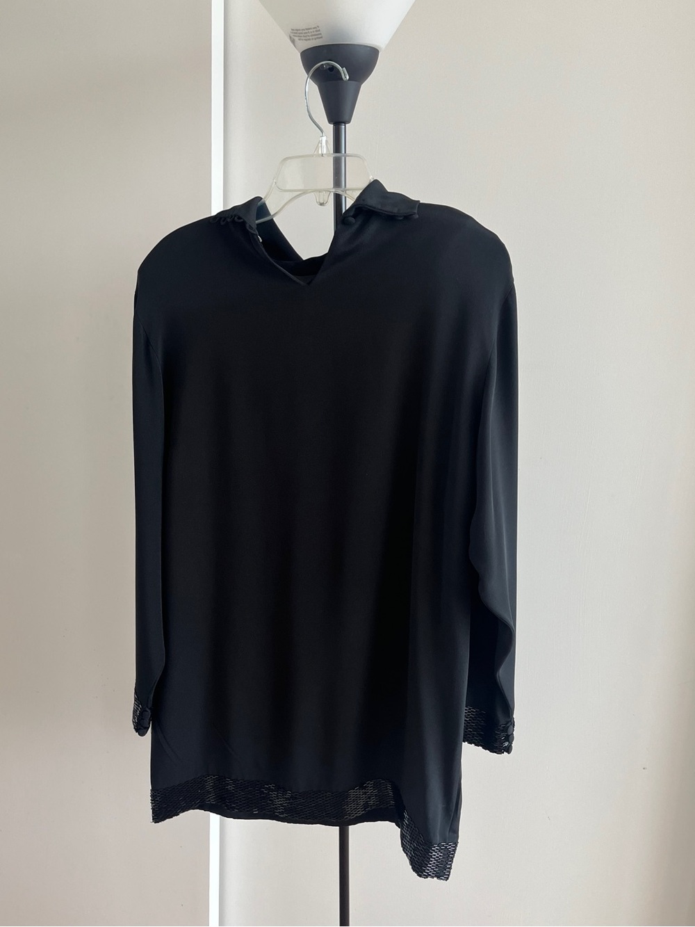 Ellen Tracy black silk cocktail special occasion dress Sequins Sz 8 MRSP $395